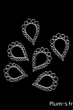 Pendentif en forme de feuille - 55 x 48 mm, trou 1.5 mm - argenté