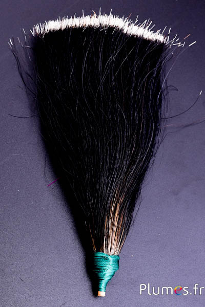 Touffe décorative à poils - long. 17 cm, larg. 7 cm - noir-crème 